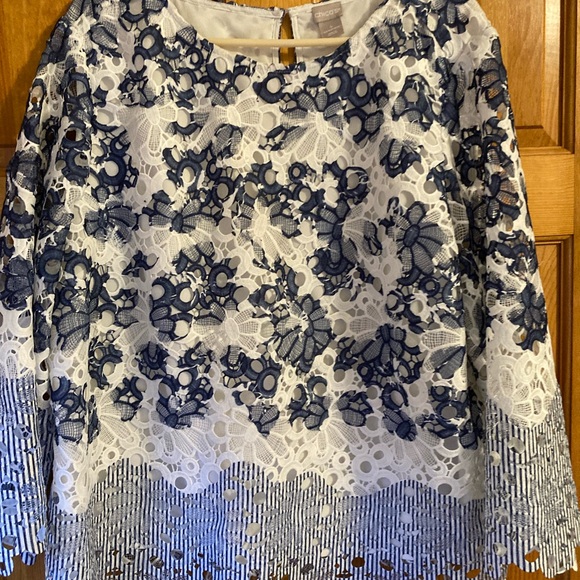 Chico's Navy and White top with navy Chicos Travelers pants - Picture 5 of 9